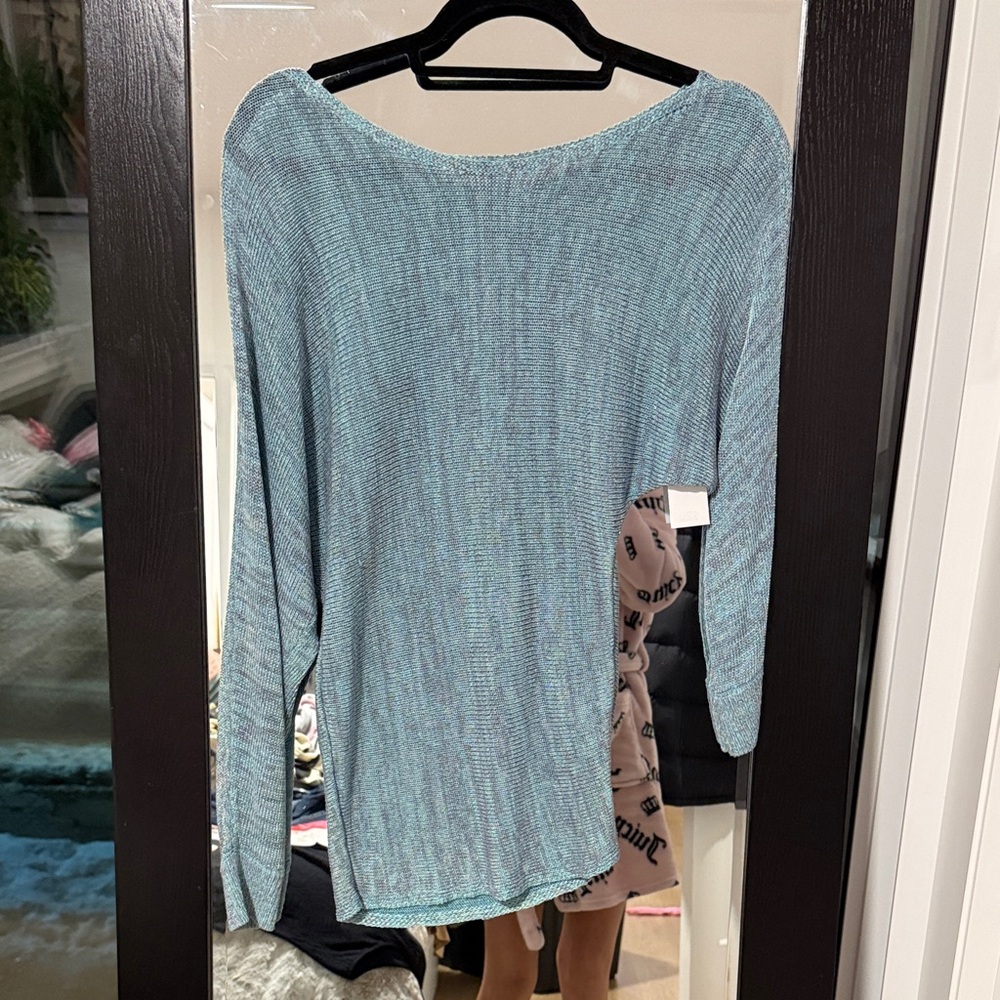 Guess Light Blue Long Sleeve Top metallic color